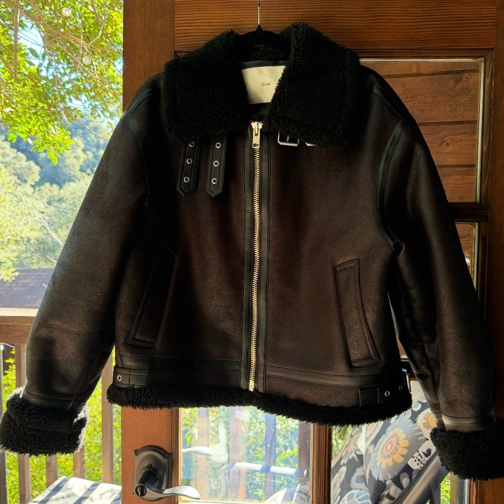 Dunst Black Leather and Shearling Jacket - Picture 2 of 4